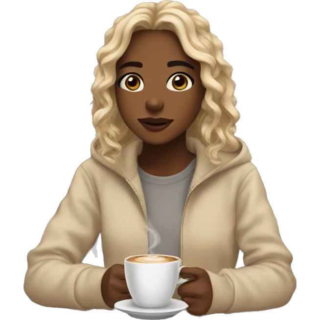 Aesthetic girl in a coffee blant emoji