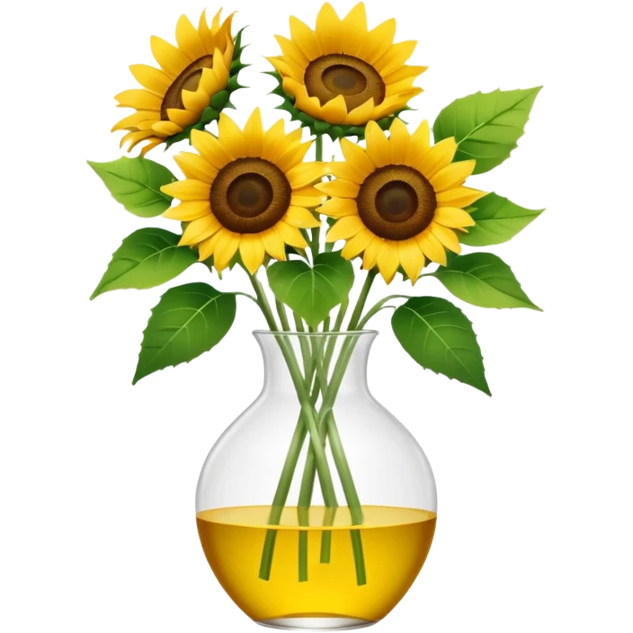 sunflower bouquet in a clear vase with scandinavian minimalist vibe emoji