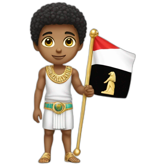 A boy wearing a gold chain and a Jordan coccyx and holding the Egyptian flag  emoji