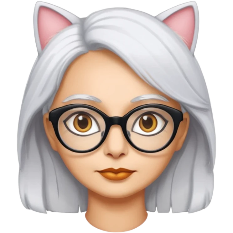 seema anand white hair with cat eyed specs emoji