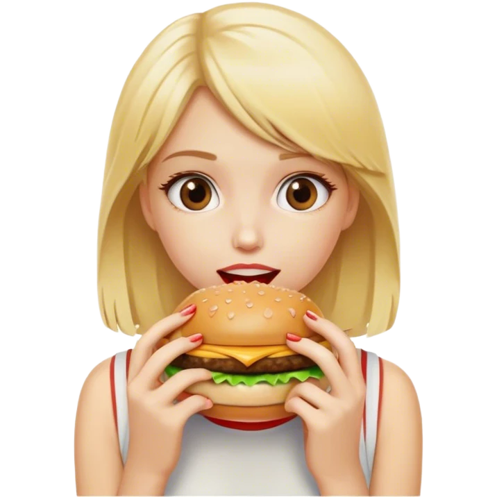 blonde girl eating hamburger emoji