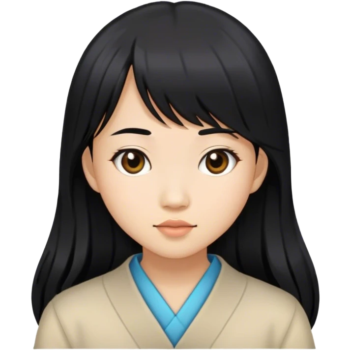 asian girl long hair with side bangs emoji