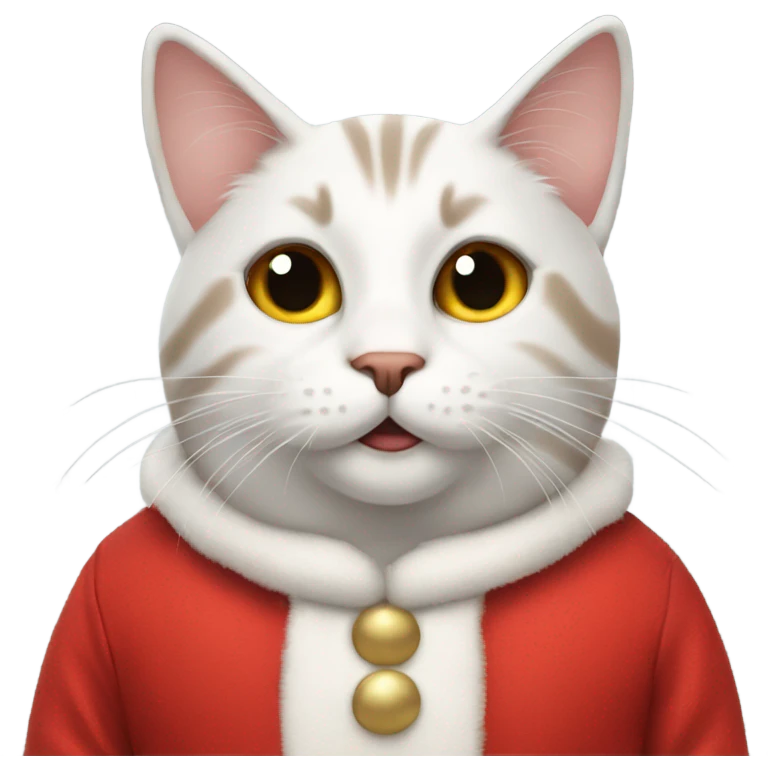 Cat in Santa outfit saying good morning emoji