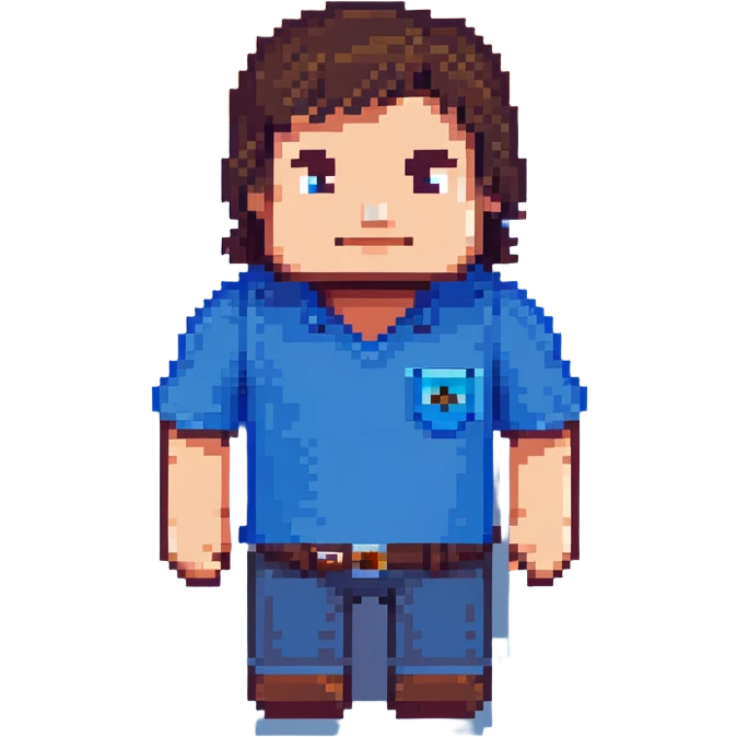 Minecraft character of Jack Black wearing a blue shirt emoji