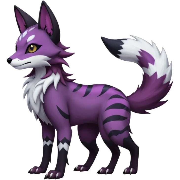 Kawaii dark black purplish blackish edgy fantasy ethereal feline-vernid-sergal-monster-furret-Lycanroc-umbreon-fursona animal creature full body with intricate markings  emoji