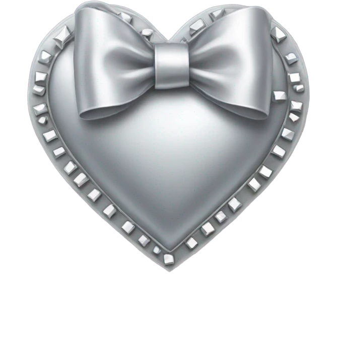 a silver heart-shaped studded bow emoji