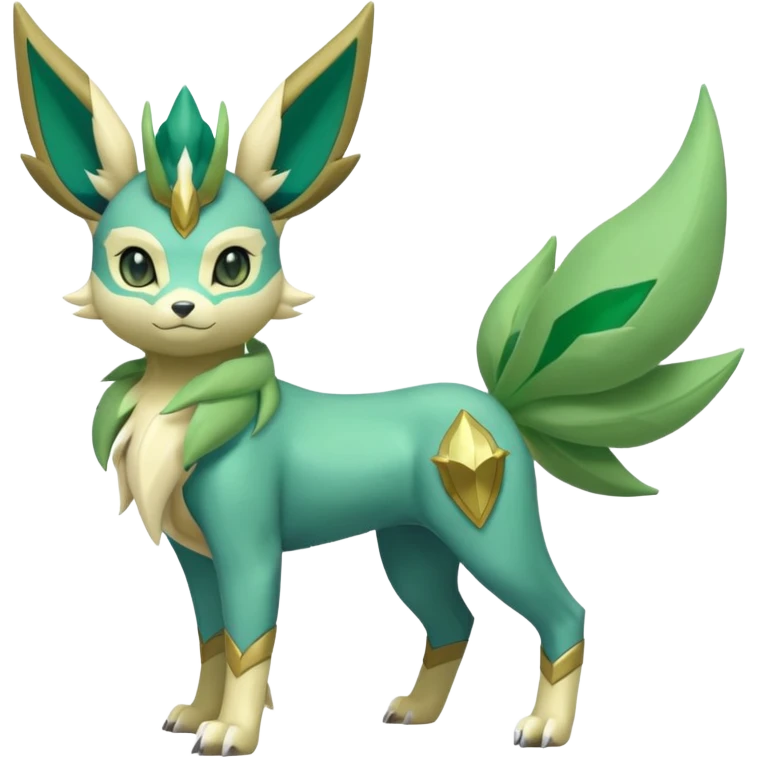 Shiny 4-legged Virizion-Leafeon-Amaura-Cobalion-fusion, full body emoji