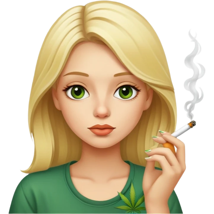 Blonde girl smoking weed emoji