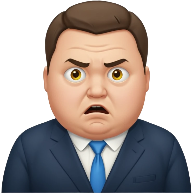 A chubby Ukrainian man in a suit is terrified emoji