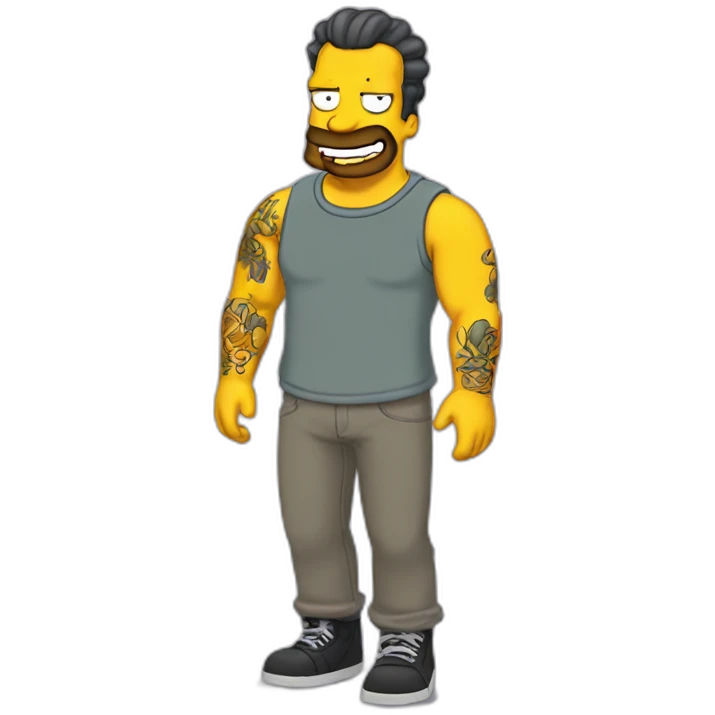 Tattooed man the Simpsons emoji