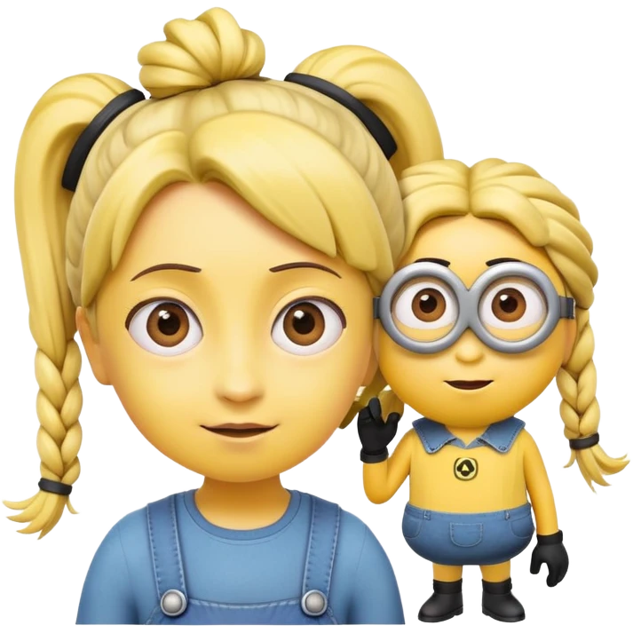 yellow minion character with girl hair, pigtails emoji
