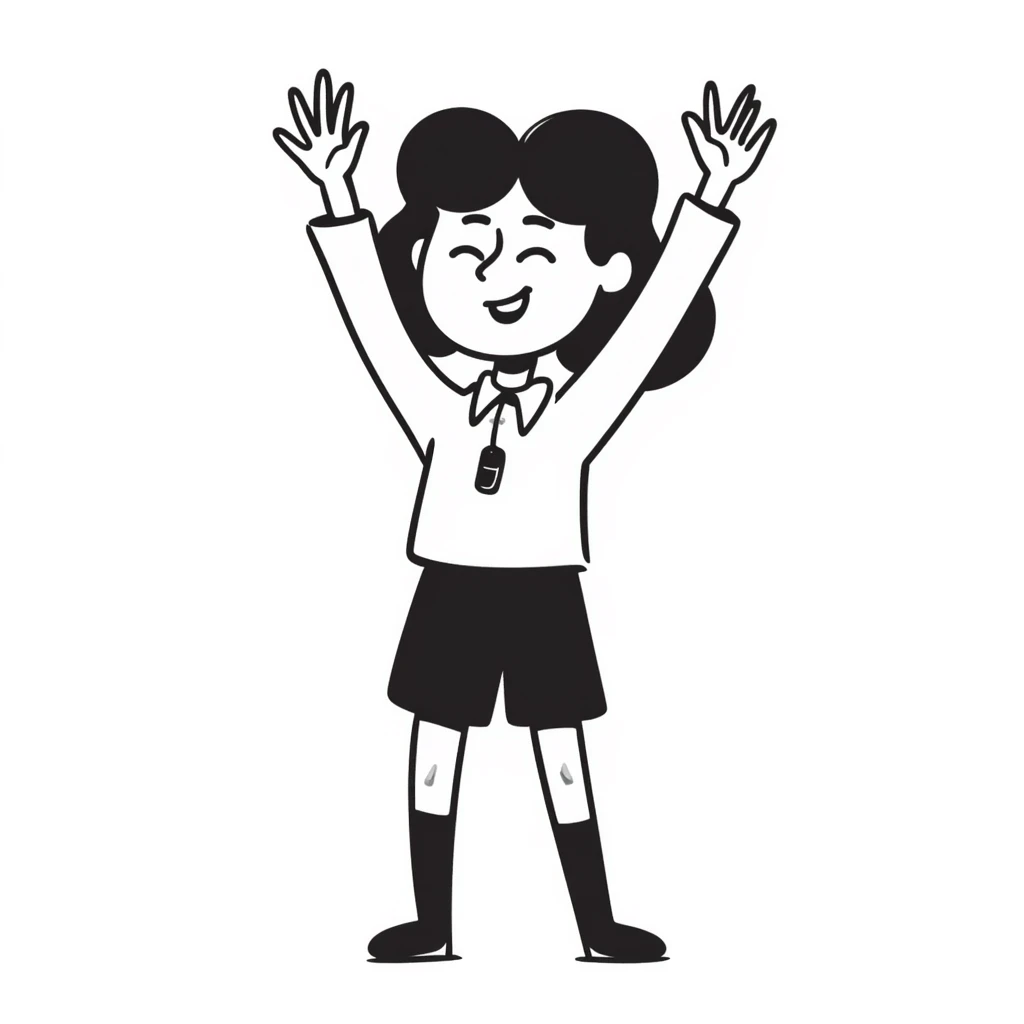 happy referee, hand drawn doodle style emoji