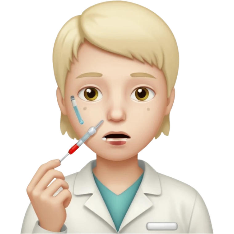 persona enferma con un termometro en la boca  pero que no tenga ropa de enferma y con una cara mas enferma emoji