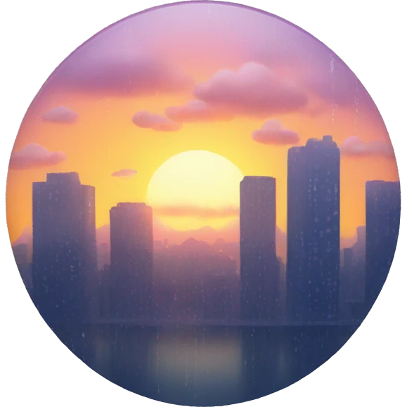 sunset, city, rain emoji