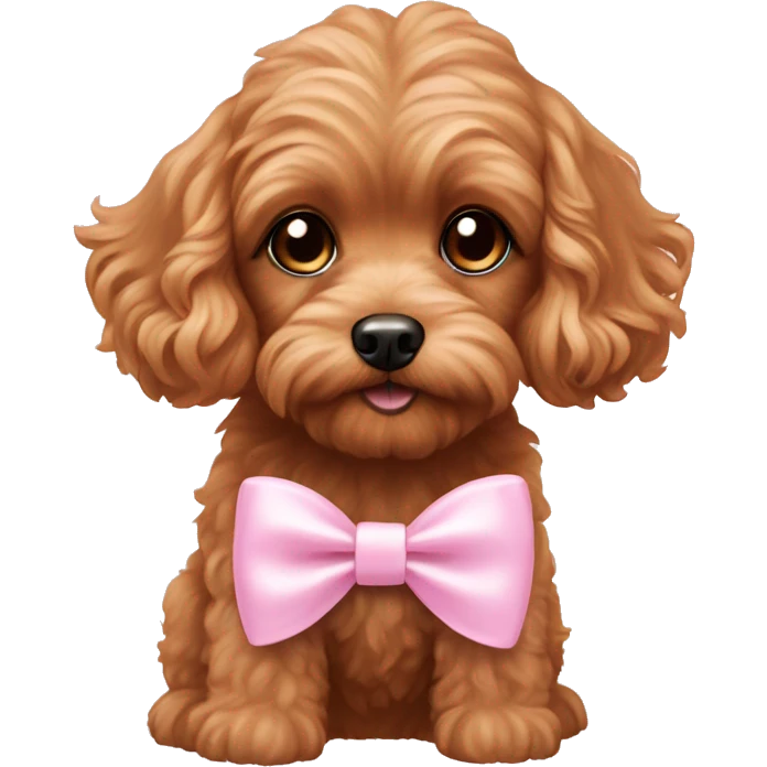Cavapoo girl dog with baby pink bow emoji