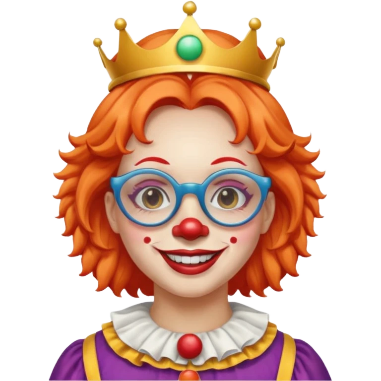 female clown with saint's halo with glasses emoji
