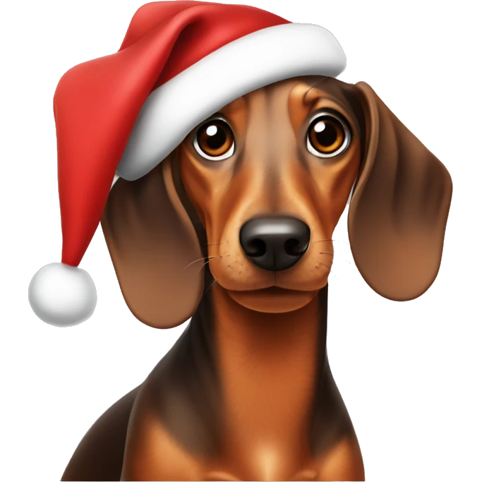 dachshund wearing christmas hat emoji