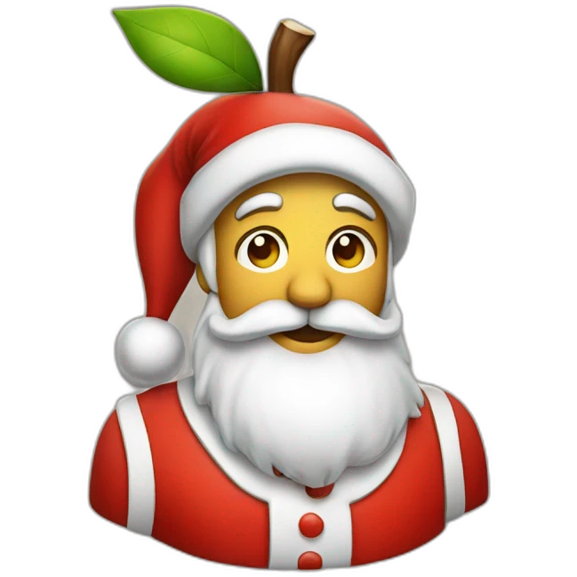 An apple wearing a Santa Claus dress emoji