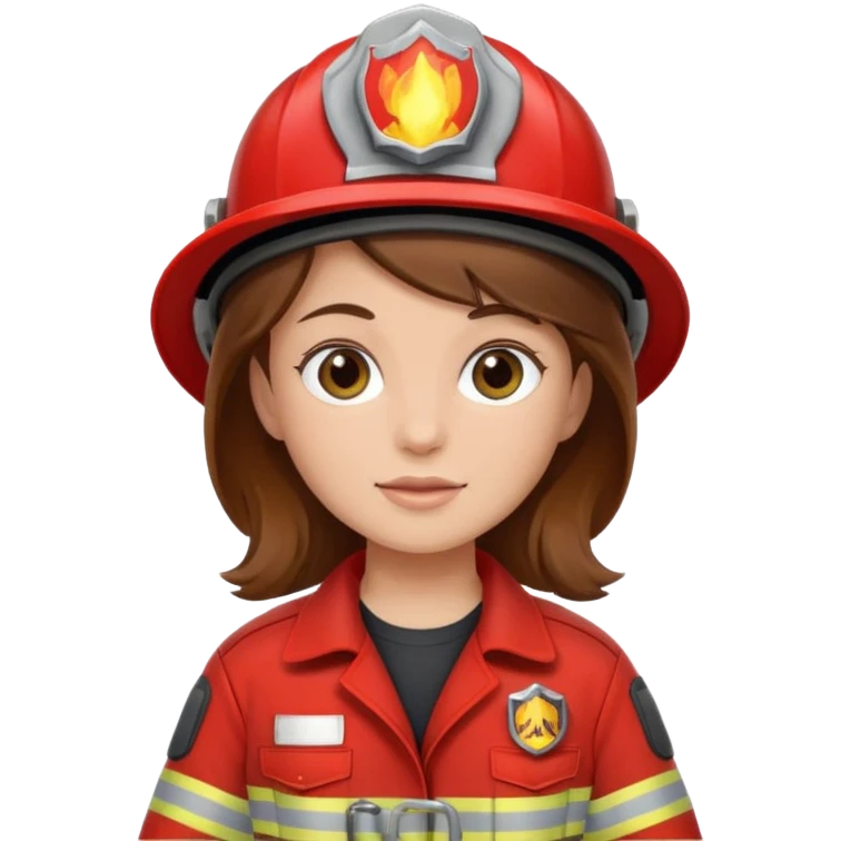 girl fireman with brown hair emoji