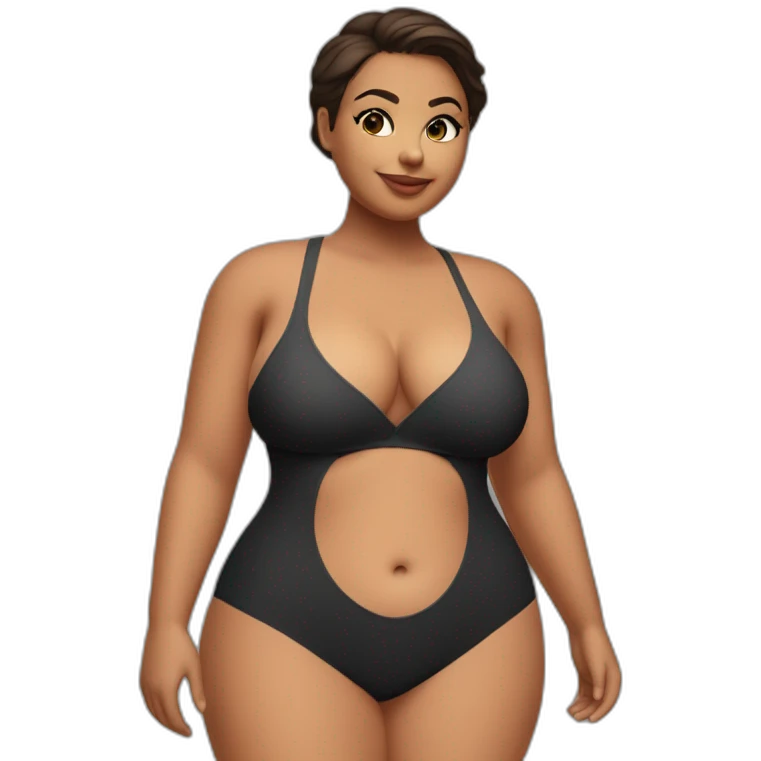 Slim-Thicc woman swimsuit posing full body (curvy slim body type, perfect body, hourglass figure) emoji