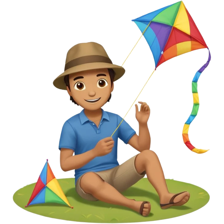 man making a kite. in the ground emoji