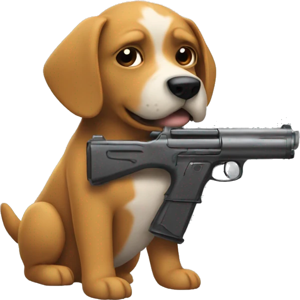 a dog with a toy gun hotboxing emoji
