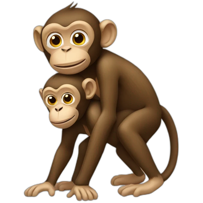 monkey straddling another monkey emoji