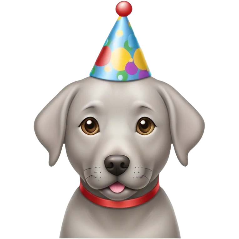 Silver Labrador with birthday hat emoji