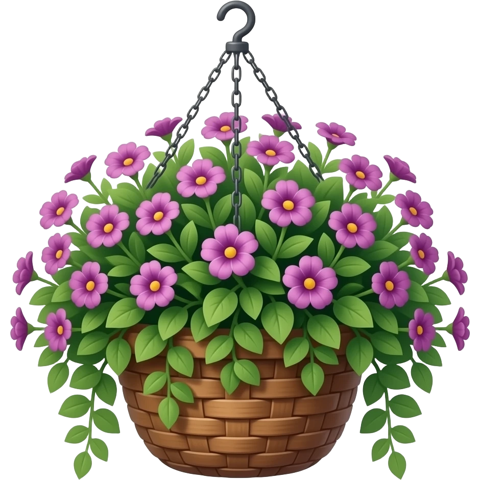 Black flower hanging basket emoji