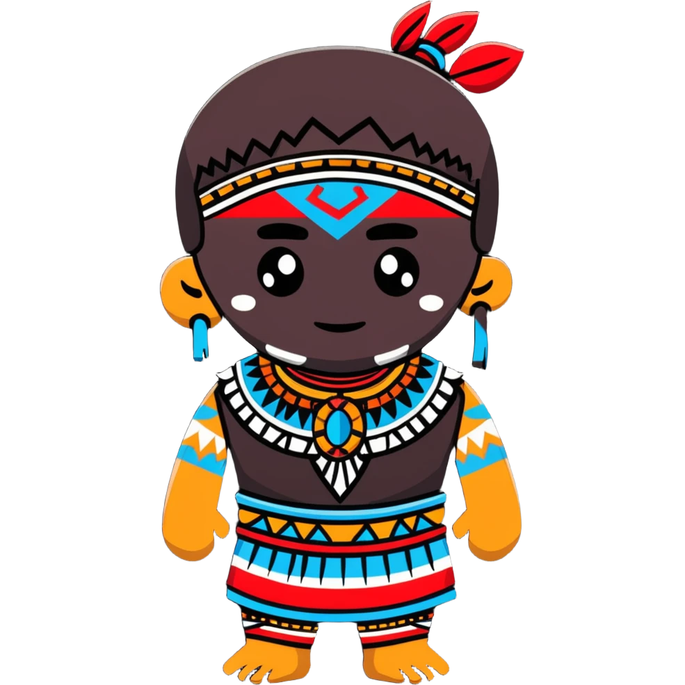 Toltec person with face paint and traditional attire emoji