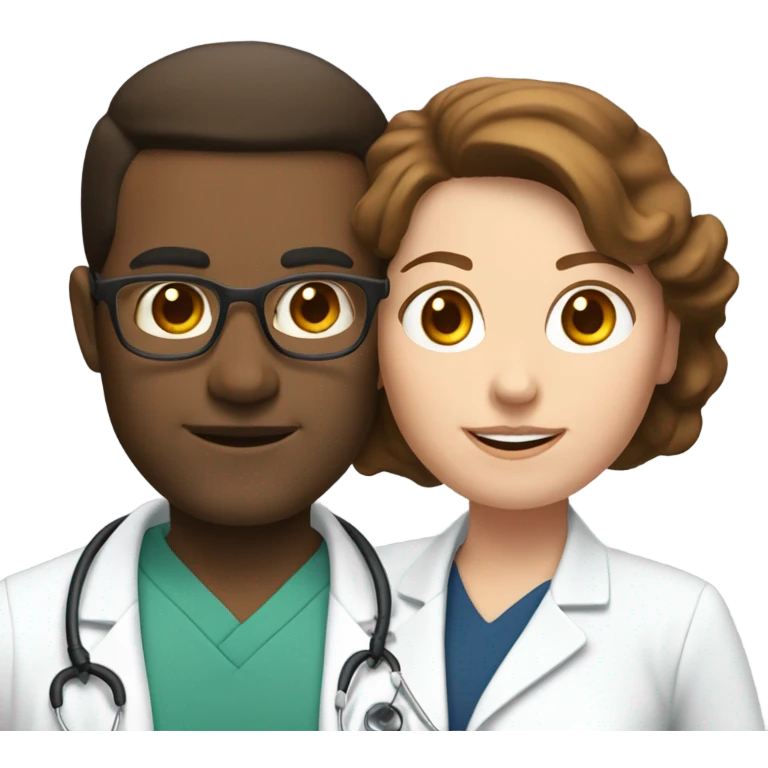  45 and a doctor with  short browm hair and and white woman emoji