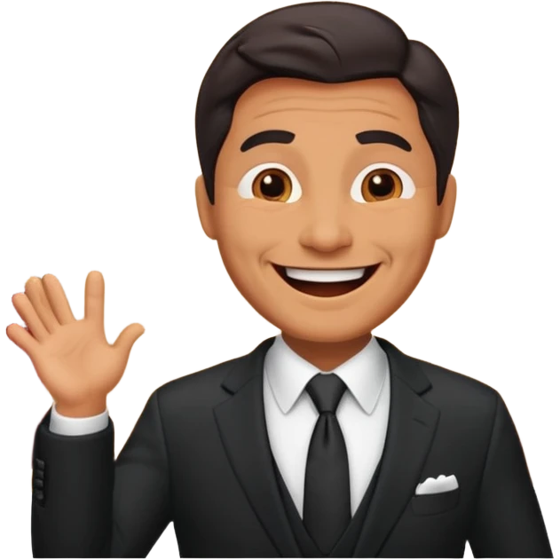 een man van 50 die een theather voorstelling geeft en een leuke grap maak emoji