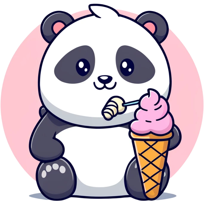 Panda eating ice cream emoji