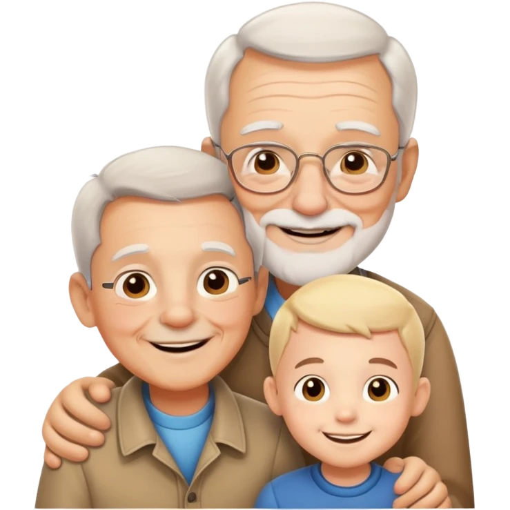 small kid with grandpa, smiling together, warm and friendly emoji