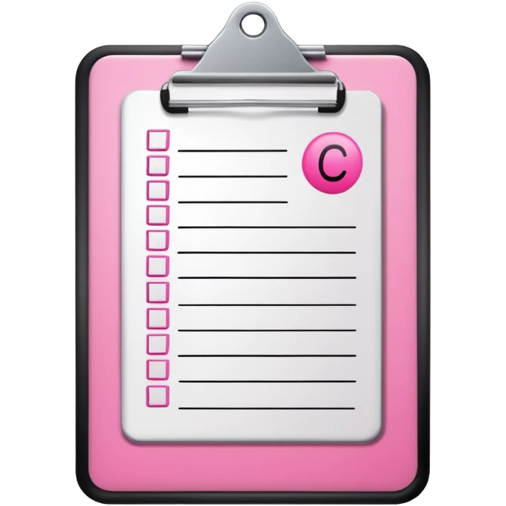 pink school grade card letter on a clipboard emoji