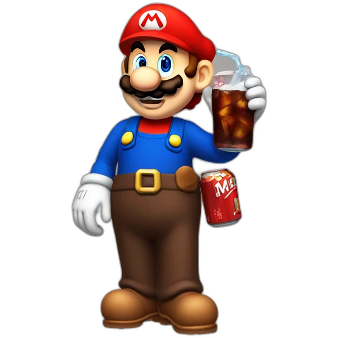 Mario driking a cola emoji