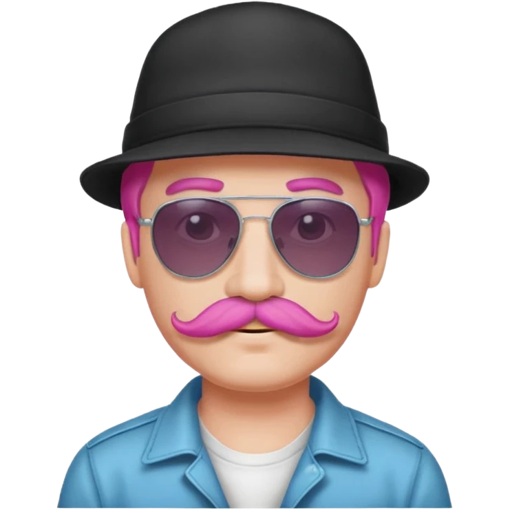 pink-haired mustache man with hat and sunglasses emoji