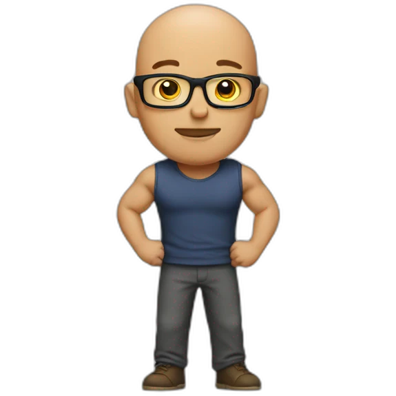 bald geek with muscular body emoji