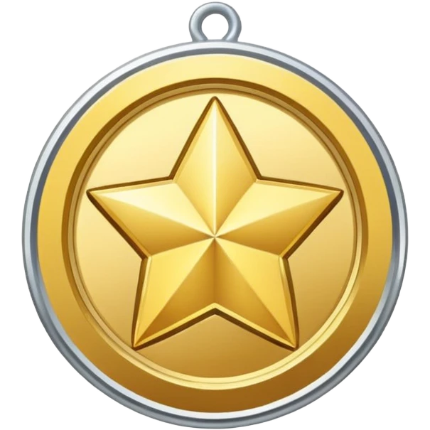 golden medal in star shape, central empty space, details in border, golden, Silver center emoji