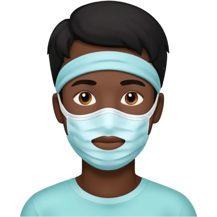 black hair man, Skincare face mask emoji