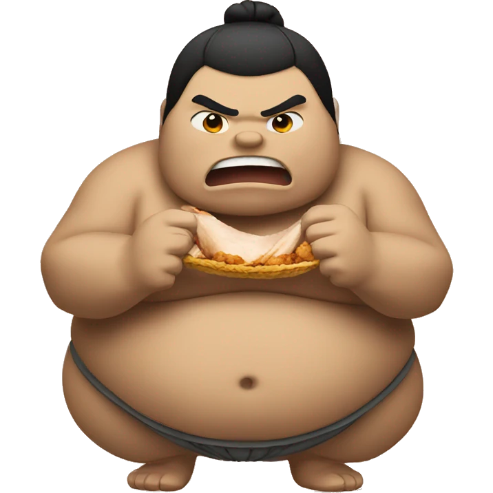Sumo wrestler eating chicken emoji