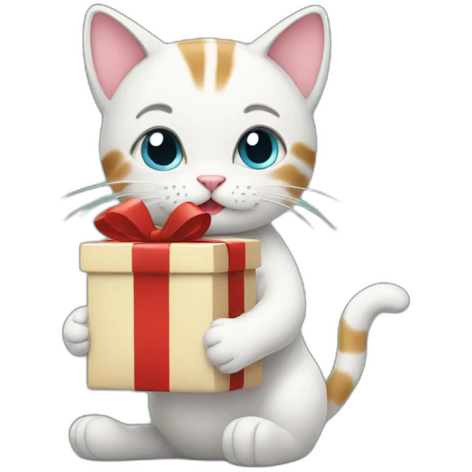 cat holding present emoji