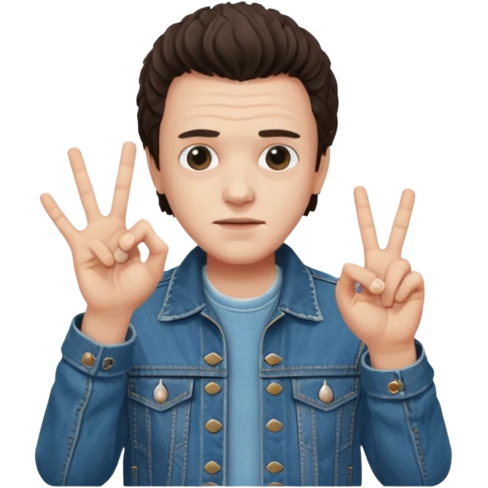 Eddie the freak from stranger things with his iconic hand sign emoji