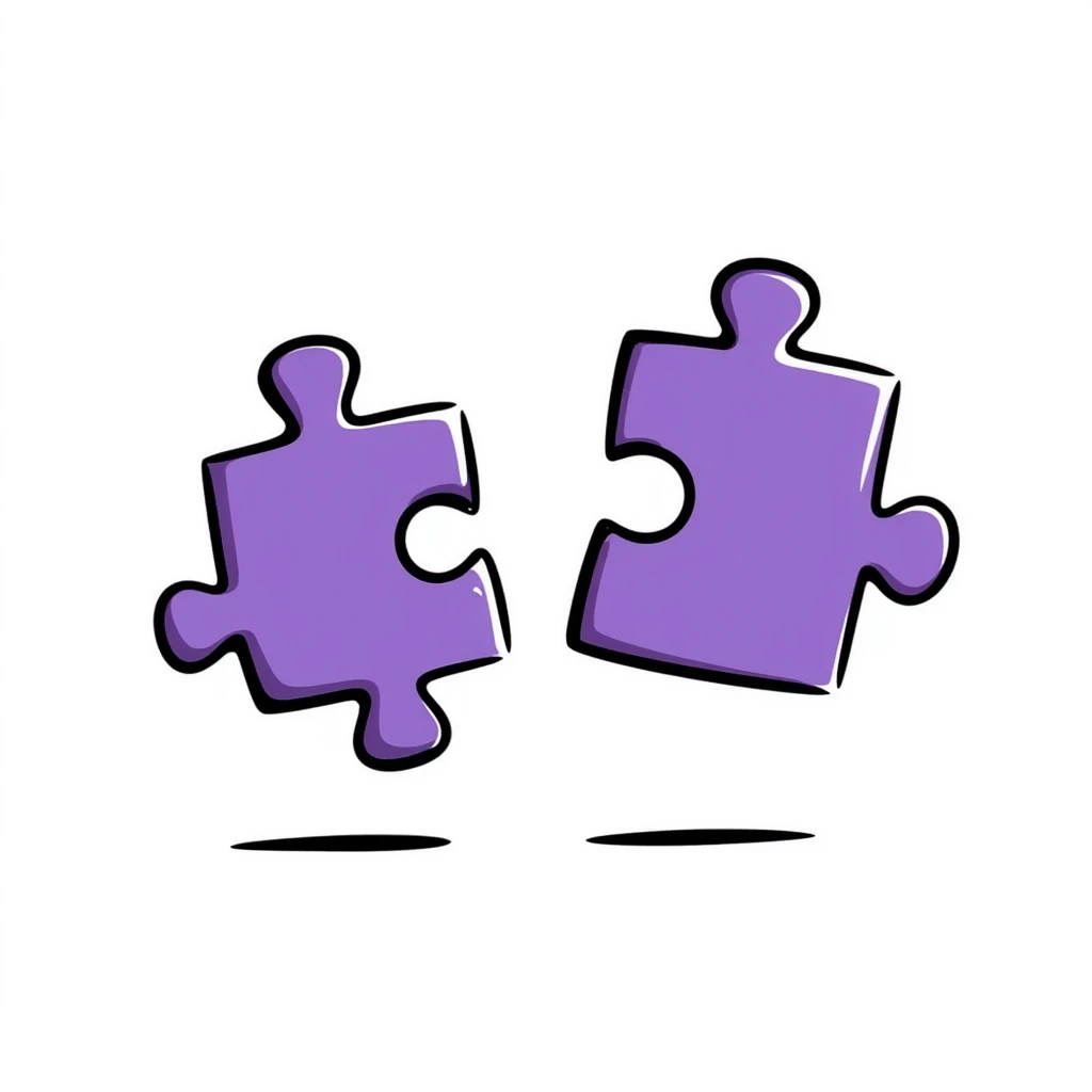 two purple puzzle pieces floating in the air emoji