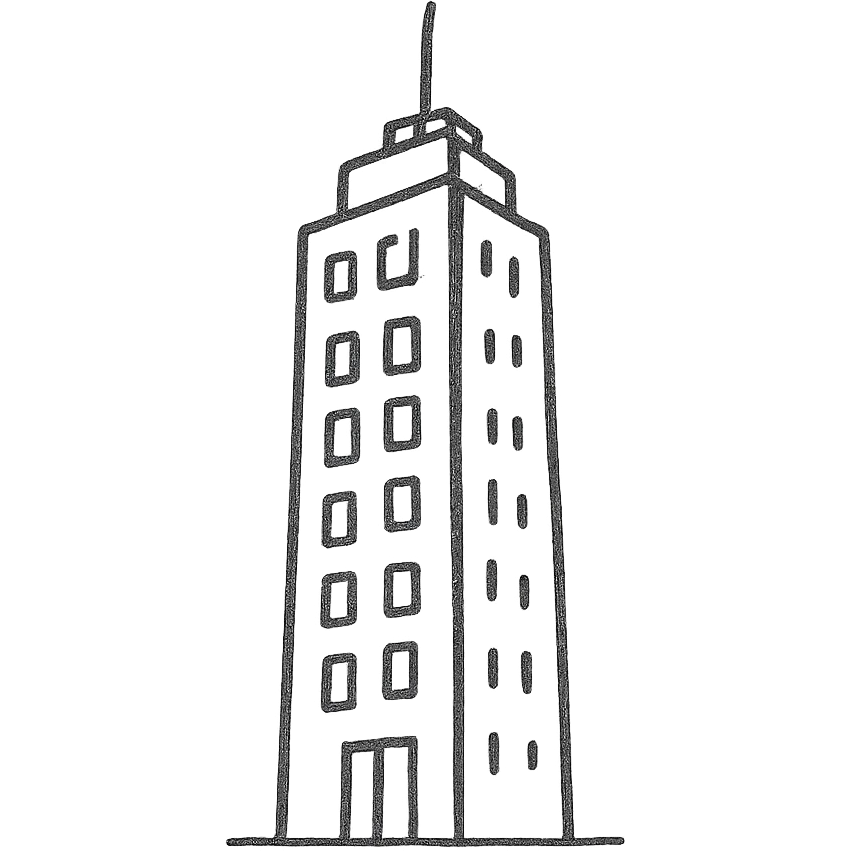 hand drawn outline icon of a corporate skyscraper simple and clean emoji