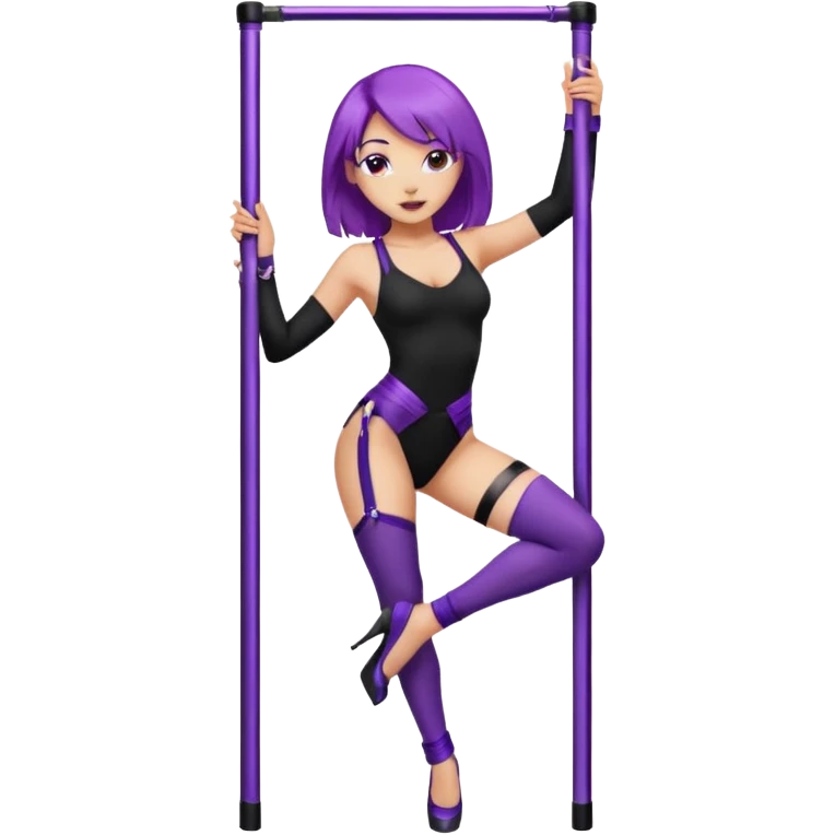 purple haired light skinned woman pole dancing emoji