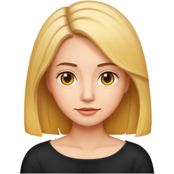 woman with shoulder-length hair with outward tips, emoji style emoji