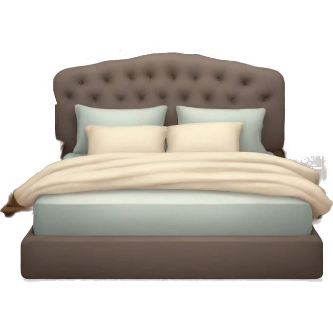 a beautifully made bed, cozy, lots of pillows emoji