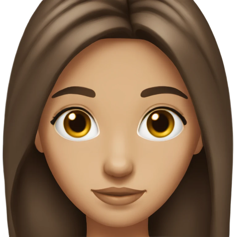 Brunette long hair brown eyes emoji