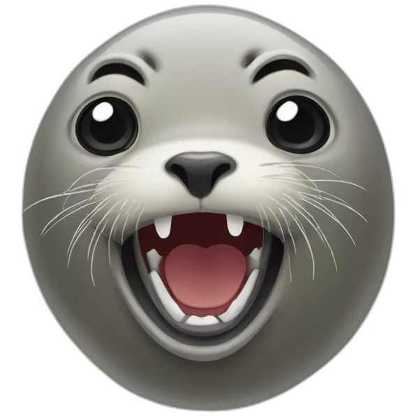 Terrified seal with an open mouth emoji